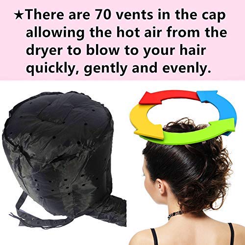 IMPROVED Hair Dryer Bonnet Hood Attachmen - NOT FALL OFF Portable Large Size Home Hair Steamer - Used for Dry, Deep Conditioning and Curling Rods Styling(Black)