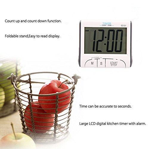 Digital Kitchen Timer & Stopwatch Big Digit Large Display Loud Alarm Magnetic Backing Stand Multifunctional Timers for Cooking Baking Sports Games Office (Battery Included)