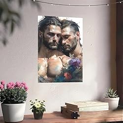 HMLZSJ Nude Muscle Male Torso Portrait Art Gay
