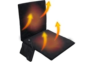 DECKALY Heated Stadium Seat Cushion Outdoor, Portable Foldable Seats for Bleachers, 3 Levels Heating USB Powered Heating Seat Pads 【No Power Bank】