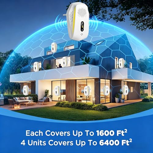 Ultrasonic Pest Repeller, 3 Mode Electronic Pest Control Repeller, Ultrasonic Mosquito Repeller for Anti Flies Mice Cockroaches Spiders Rodents Mosquitoes 4 Pack