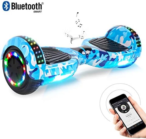 TOEU Hoverboard 6.5" Self-Balancing Electric Scooter, Dual System and 250W Motors, APP, Bluetooth Speaker, LED, Tire Light and Carry Bag