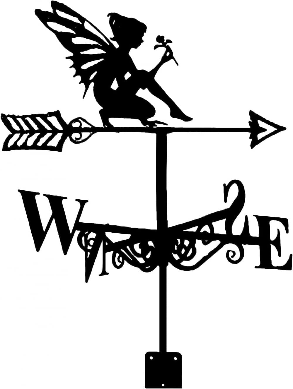 Weathervanes - WNESY Metal Weathervane Fairy Weather Vane Wind Direction Indicator with Roof Mount Roof Garden Wind Vane Decorations for Outdoor Farm Yard Gazebo Measuring Tool-D