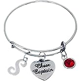 Infinity Collection - Personalized Cheer Captain Bracelet with Initial and Birthstone - Unique Cheerleading Jewelry Gift for Cheerleaders