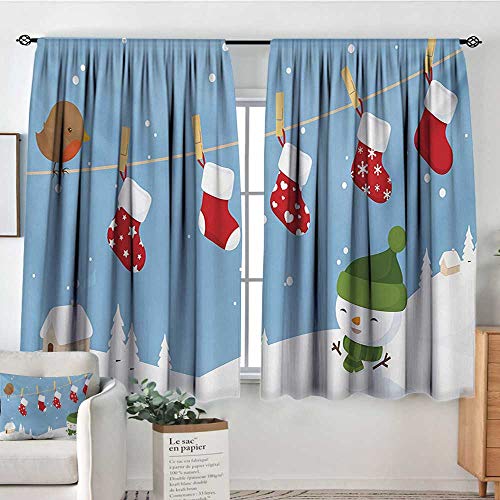 Mozenou Christmas Thermal Insulating Blackout Curtain Little Bird