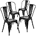 Flash Furniture Luke Commercial Grade 4 Pack Black Metal Indoor-Outdoor Stackable Chair