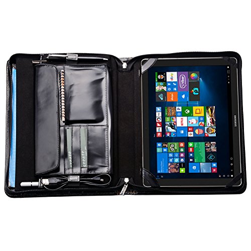 Leather Business Portfolio Professional Organizer A4 Document Folder Notepad Padfolio Case for Galaxy TabPro S 12