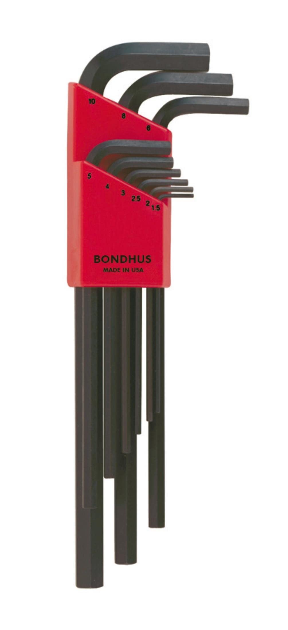 Bondhus 12199 Hex Tip Key L-Wrench Set with ProGuard Finish, 1.5mm - 10mm, 9 Piece