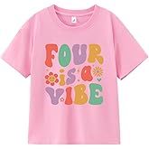 Four Shirt Toddler Girl Birthday Tshirt 4th Birthday Outfits 4 Year Old Girls Happy Fourth Bday Party Tee
