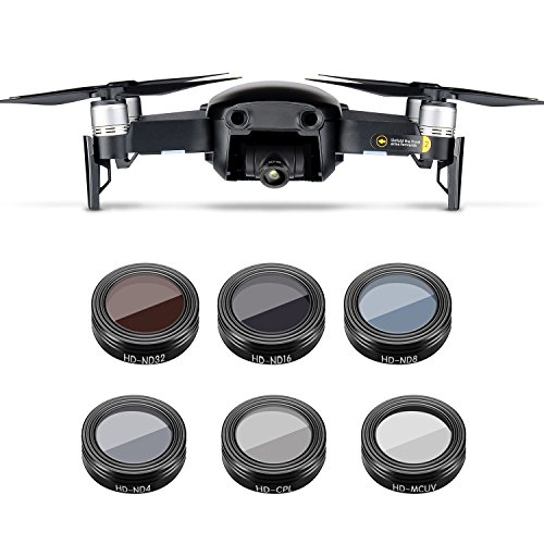 Anbee Mavic Air Camera Lens Filter 6-Pack, Multi-Coated UV CPL ND4 ND8 ND16 ND32 Set for DJI Mavic Air Drone