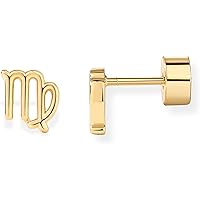 PAVOI 14K Gold Plated 925 Sterling Silver Posts Zodiac Sign Flat Back Earring Studs | Birthday Gift for Women | Astrology Ear