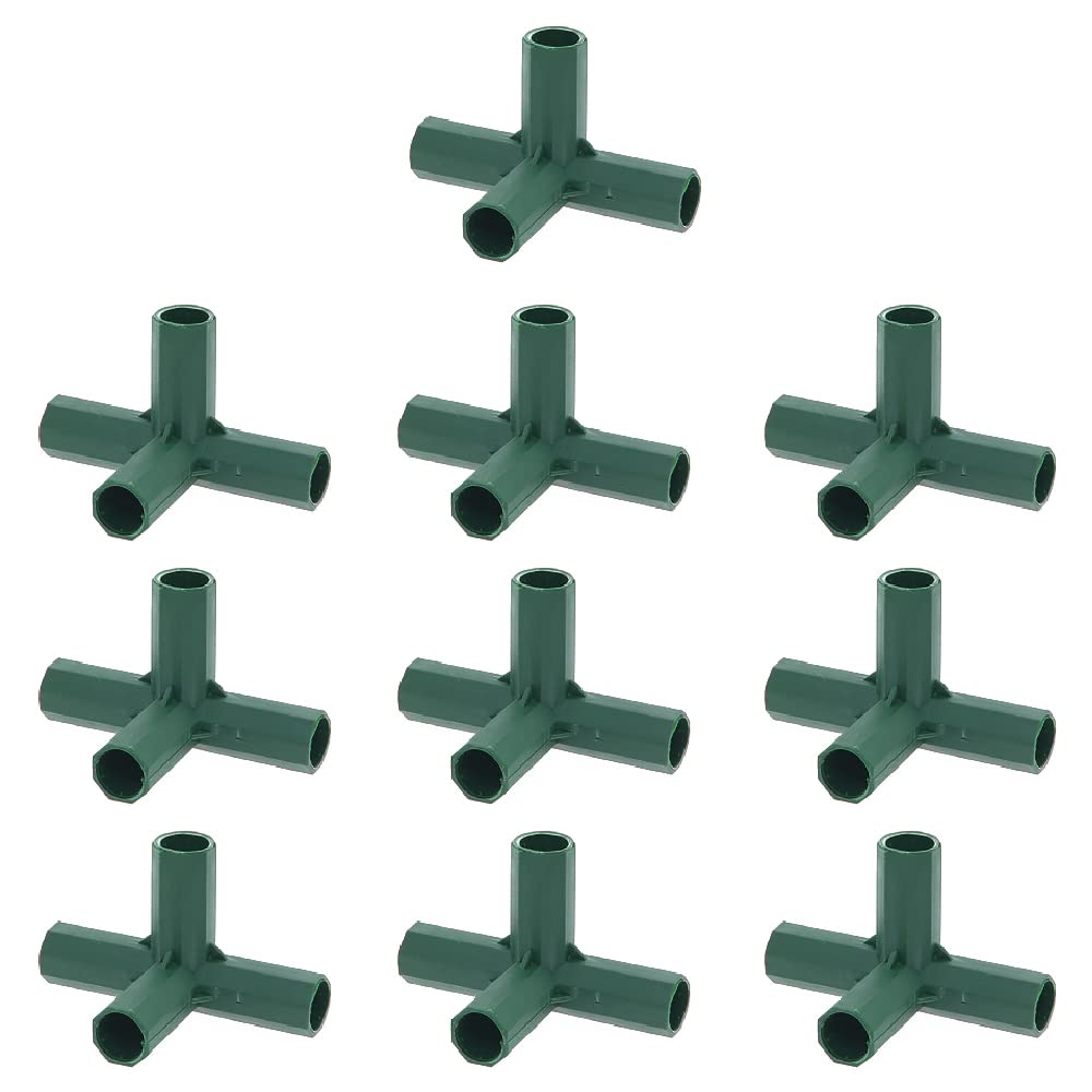 TopHomer 10 Pcs Greenhouse Frame Connector, 16mm Right Angle 4 Way Garden Framework Cages Corner Connectors for Grape Trellis Sunscreen Shed Gardening
