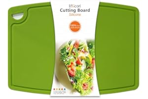 Liflicon Extra Large Thick Silicone Cutting Board 14.6'' x 10.43'' Chopping Board Flexible Cutting Mats Dishwasher Safe-Green