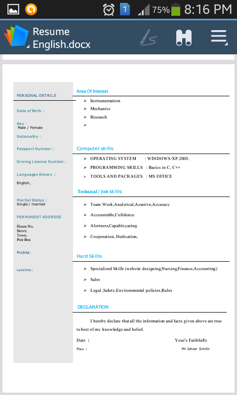 Amazon Com Curriculum Vitae Portugues Appstore For Android