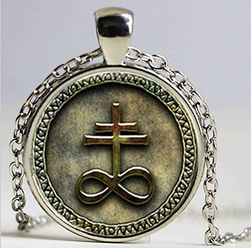 Brimstone or Leviathan Cross Pendant Jewelry, Glass Cabochon Necklace