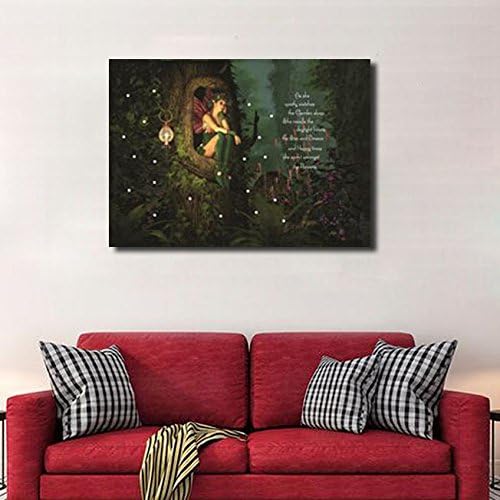 Butterfly Fairy Sitting In A Tree Hole LED Painting Framed Artwork 1 Pieces Poster Bedroom Wall Decor Nordic Style Without Battery …