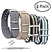 STYLELOVER 4 Pack Nato Watch Bands, Ballistic Nylon Watch Straps - Choices of Colors & Widths 16mm 18mm 20mm 22mm or 24mm