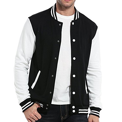 Maximos USA Men's Premium Vintage Baseball Letterman Varsity Jacket (3XL, Black White)