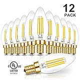 Hizashi 90+ CRI E12 40W Equivalent 0-100% Full Range Deep Dimmable E12 LED Bulb, 450 Lumen Deep Dimming B10 LED Candelabra Filament Bulbs, Daylight 5000K, No Strobe, Vibrant Color, UL Listed