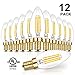 Hizashi 90+ CRI E12 40W Equivalent 5000K Fully Dimmable E12 LED Bulb, 450 Lumen Broad Dimming B10 LED Candelabra Filament Bulbs, Daylight, No Strobe, Vibrant Color, UL Listed - 12 Pack