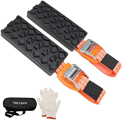 Five Bananas Anti Skid Tire Blocks, 2PCS Universal Car Rubber Nylon Snow Mud Blocks Emergency Anti-Slip Tire Straps Traction for Trucks and SUV with Carry Bag