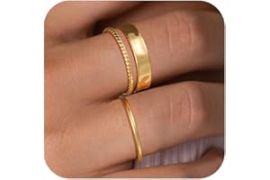 TOBENY Stackable Gold Rings for Women Non Tarnish Trendy 14K Gold Plated Stacking Cubic Zirconia Thin Thumb Ring Set Dainty Promise Wedding Bands Engagement Statement Rings for Women Size 6 7 8 9 10