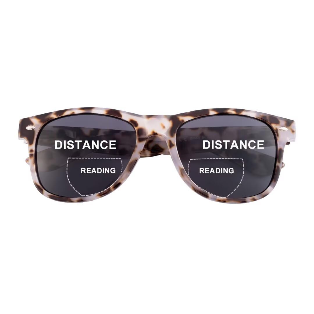 SKYWAY Bifocal Reading Sunglasses For Women Men, Fashion Classic Sun Readers With Spring Hinge UV400 Protection White Tortoiseshell +1.0