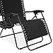 Best Choice Products Oversized Steel Mesh Zero Gravity Reclining Lounge Patio Chair w/Folding Canopy Shade and Cup Holder, Black