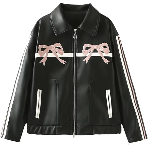 Amazon.com: Womens Oversized Leather Jacket Long Sleeve Faux