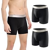 Carer Incontinence Underwear for Men Washable with Front Fly Mens Incontinence Boxer Briefs with Front Absorbent 150ML Reusable Leak Proof Underwear for Men 2 Pack Black, Large
