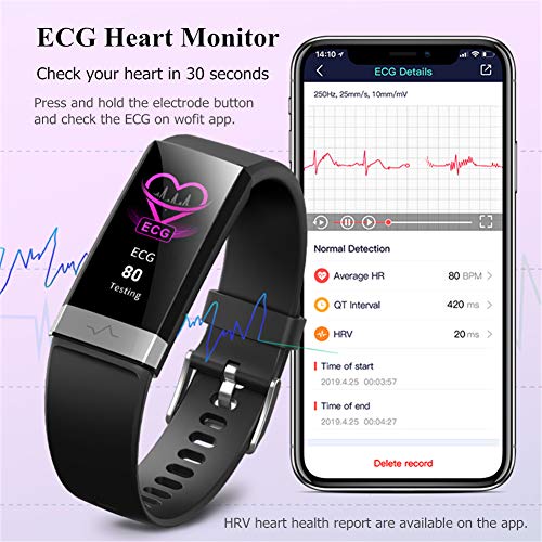 V19 HR ECG + PPG Dual Heart Rate Monitor Fitness Activity Tracker Health Smart Watch with HRV SpO2 Blood Oxygen & Pressure Sleep Monitor IP68 Waterproof HD IPS Color Screen Long Battery Life (Black)