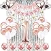 1st Birthday Girl Decoration, Girls First Birthday Decoration with Happy Birthday Banner, Number 1 Balloons for Pink and Gold Party Supplies Decoration 1st birthday