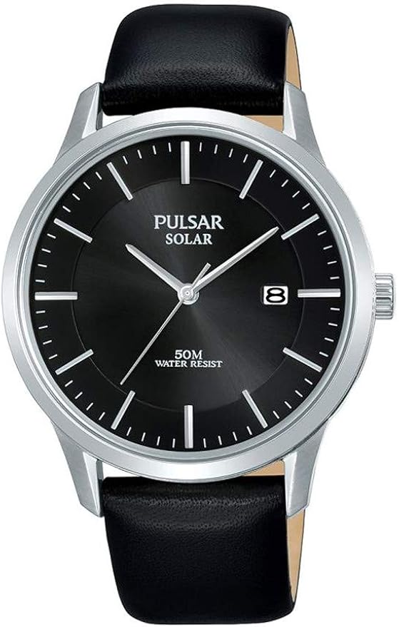 Pulsar SOLAR GENTS STAINLESS STEEL BLACK DIAL STRAP WATCH Amazon.it