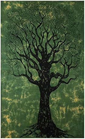 Raj Handicrafts green dry tree Wall Tapestry, Room Decor Hanging,Tapestry wall hanging, tapestry for wall, Room Decor Hanging, Hippie Tapestry, home décor,Twin Bedspread, Wall decoration, bedroom wall decor, Cotton Green tapestry