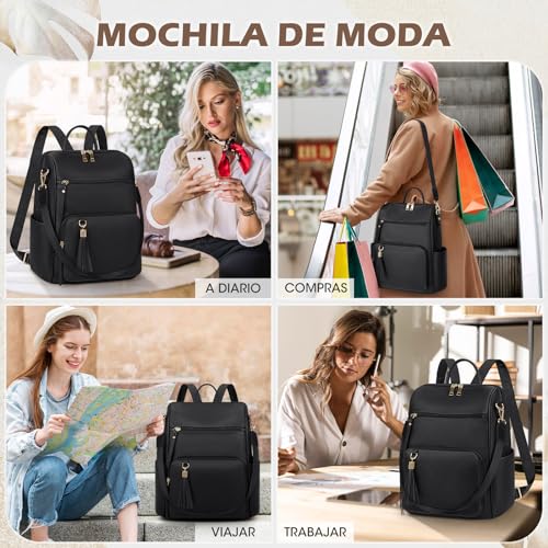 Mochila Monedero para Mujer, Mochila De Viaje Antirrobo De Diseñador De Cuero Mochila Informal De Moda Mochila para Mujer Bolsos De Hombro Grandes para Mujer