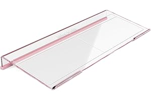 Rulyyo Ergonomic Computer Keyboard Stand - 17 Inch Clear Acrylic Keyboard Riser for Desk Tilted Keyboard Holder Tray with Memo Board & Pink Non-Slip Strip for Home Office Easy Typing & Working