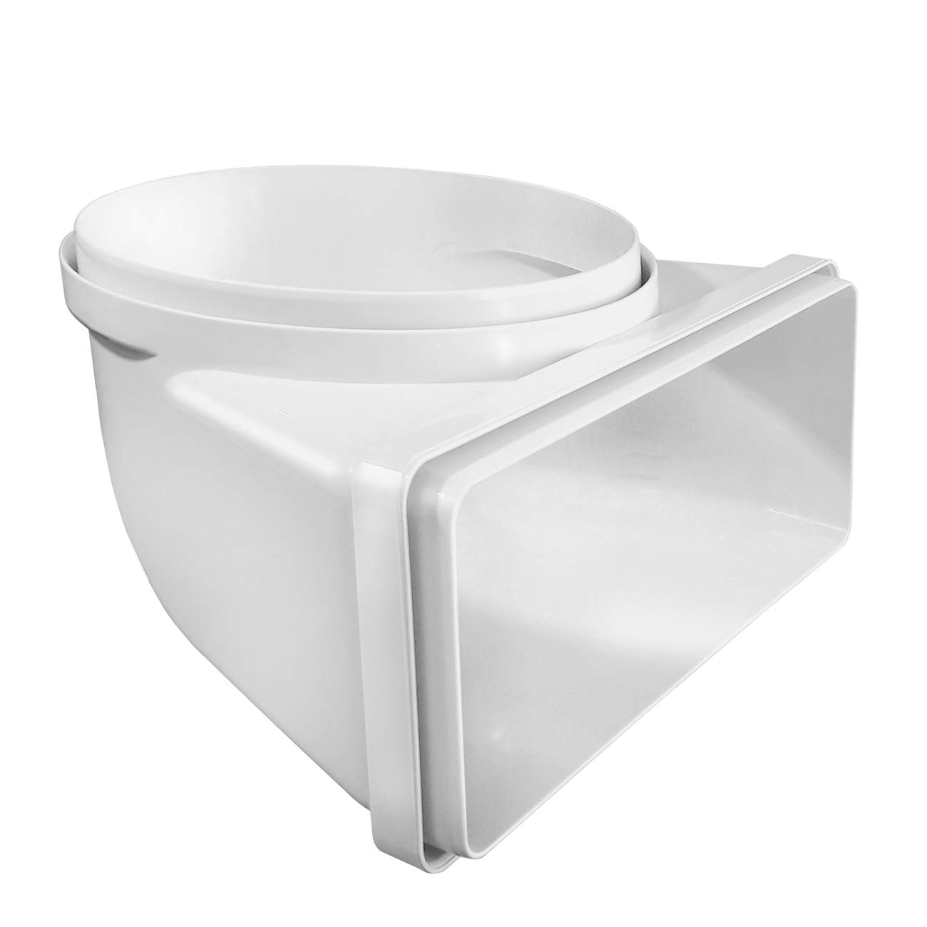 Ventilation CGV229B Vertical Curve from Round Tube ø 150 mm to Rectangular 220x90 mm ABS White Color