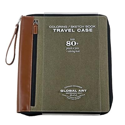 Global Art Materials 853600 Coloring Book Travel Case Large 10-1/2-Inch-by-12-1/2-Inch Olive,