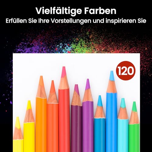 MARCO - Oil Pencils for Adult Painting, Set of 120 Colours, Wooden Pencils in Steel Box, Suitable for Art Enthusiasts and Professional Painters