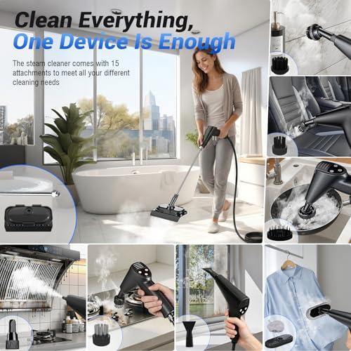 2026 New 6-speed Handheld Steam Cleaner, 1.8L,USA HSD Technology—Sterilization 99.99%【Steam Cleaner】graphene heating technology—8S rapid heating, Steam Cleaner Handheld for Home,Floor,Sofa,Car&Windows