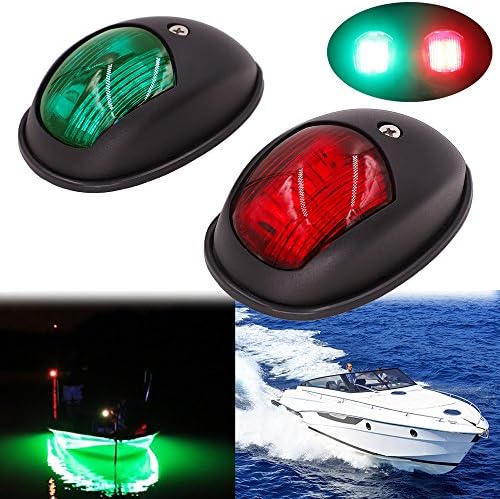 Mounteen LED Navigation Lights, New Marine Sailing Signal Lights for Bow Side,Port, Starboard, Pontoons, Chandlery Boat, Yacht, Skeeter, DC 12V (Red & Green)