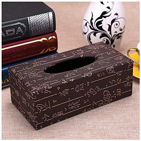 SHUCHANGLE Tissue Box Holder Tissue Cover Box Rectangle Shape Pu Leather Vintage Style Tissue Box Cover Holder For The Bathroom Home Office Car Remote Tissue Holder,F