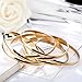Faenlior 18k Gold Plated Stackable Bangle Bracelet Set of 7 Pieces Charm Jewelry Accessories for Women