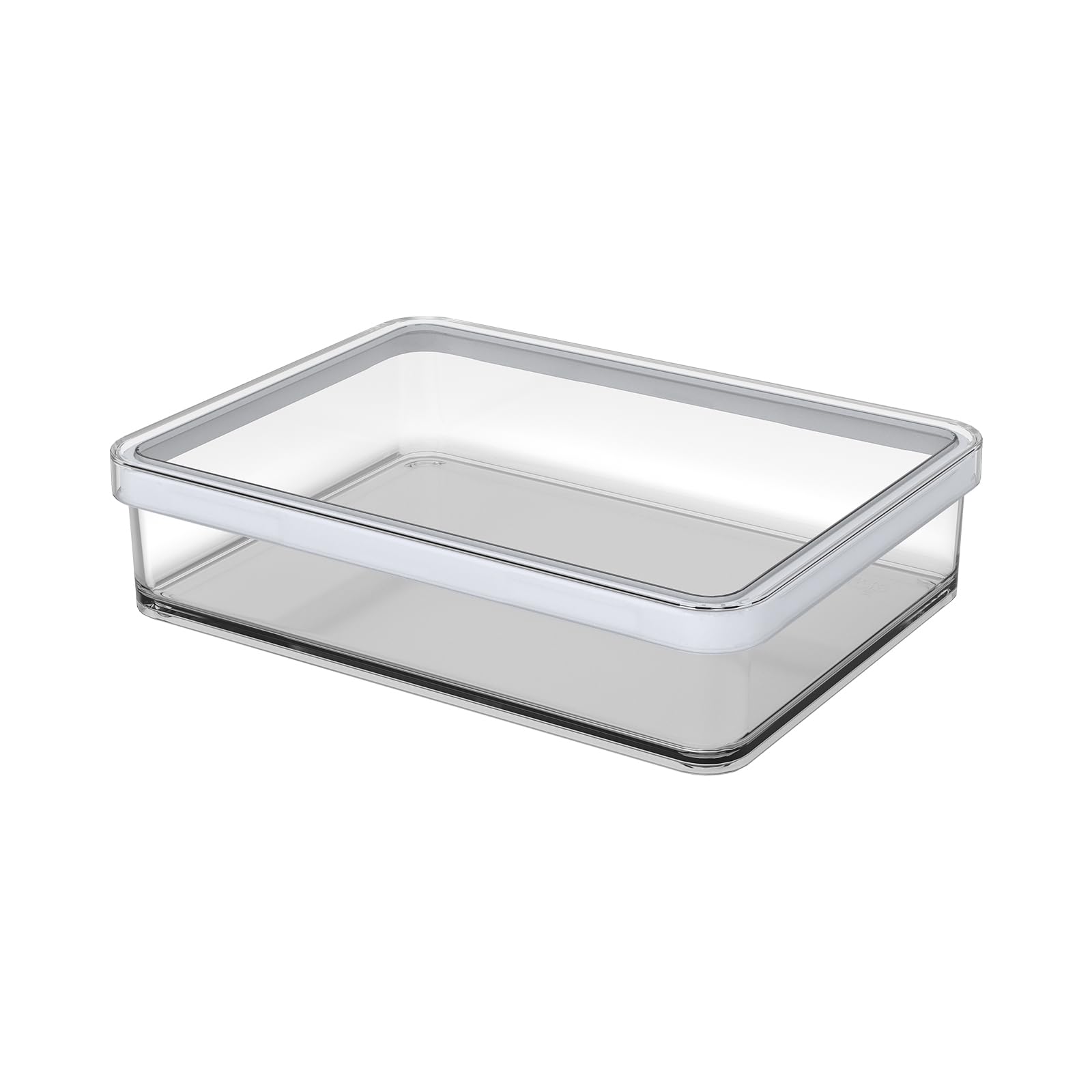 Rotho, Loft, rectangular storage can 1l with lid and seal, Plastic (PP) BPA-free, transparent/white, 1l (20,0 x 15,0 x 4,8 cm)