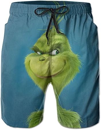 How The Grinch Stole Christmas Men's Beach Shorts Bathing Suits Quick Dry Board Shorts Size XL Design