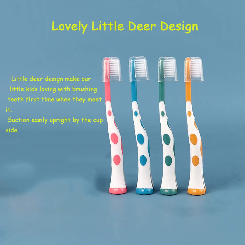 8 Packs Kids Toothbrush, Extra Soft Lovely Little Deer Toothbrush for Kids 2-8 Years (Pink&Orange&Blue&Green): Health & Personal Care
