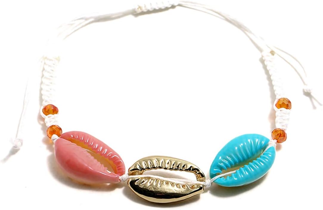 Shell Handmade Braided Wax Rope Adjustable Strand Wrap Bracelet Charm Stretch Knot String Thread Bracelets Pure Life Friendship Jewelry for Women Men Girls Boys