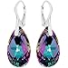 Sterling Silver 925 Pink Blue Teardrop Leverback Earrings with Swarovski Elements