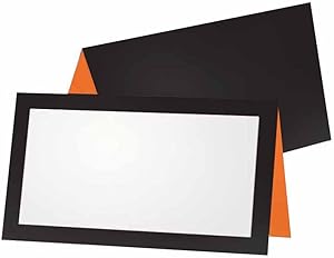Black and Orange Place Cards - Tent Style - 10 Pack - Stationery Pary Supplies - Table Name Seating Placement - Gift Tag Food Label - Any Occasion