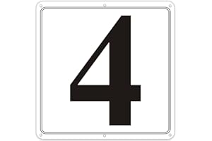 i-CowFun Premium Aluminum Number Signs 4, Metal 12" X 12" Parking Spot Number Signs, Large Numbered Signs for Floor, Dock, Court, Aisle, Field and Outdoor Use, Weather-Resistant, Easy Mounting, High Visibility